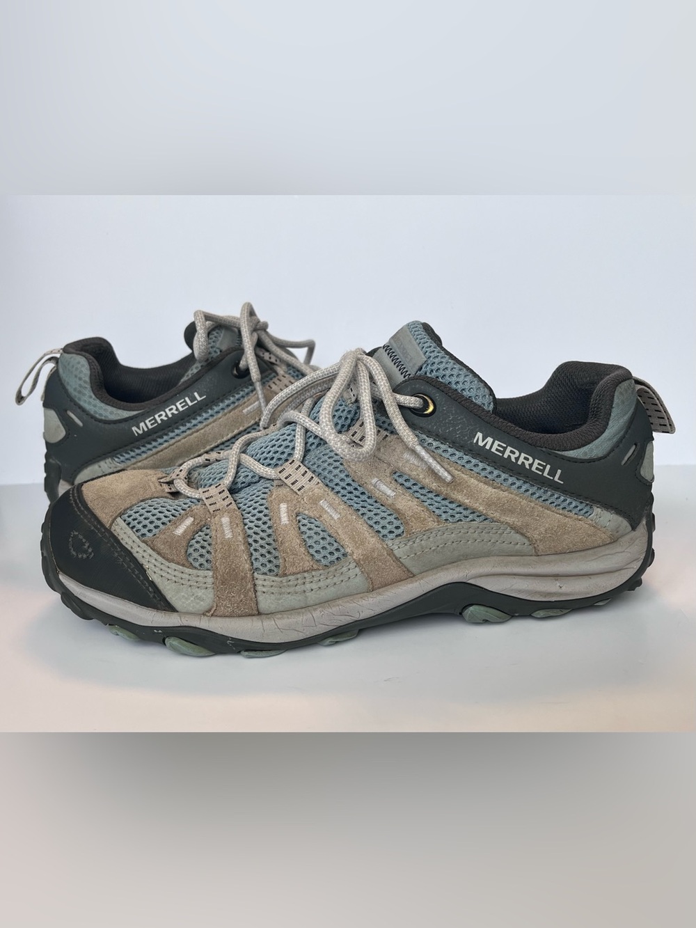 MERRELL Alverstone 2 Waterproof Hiking Trail Shoe Blue Gray Taupe Women 9 Wide - Picture 6 of 9